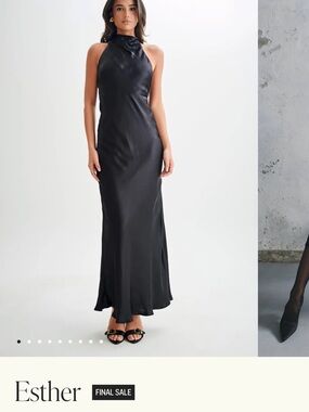 Meshki Black Halter Satin Maxi Dress